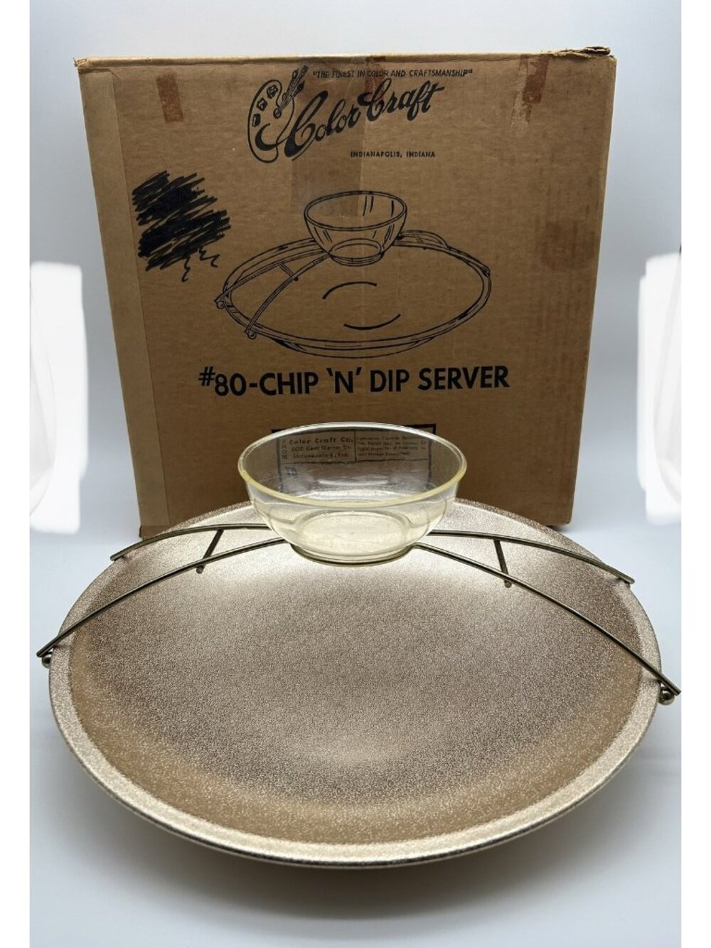 Vintage Gold Color Craft Chip-N-Dip Server #80- Original Box
